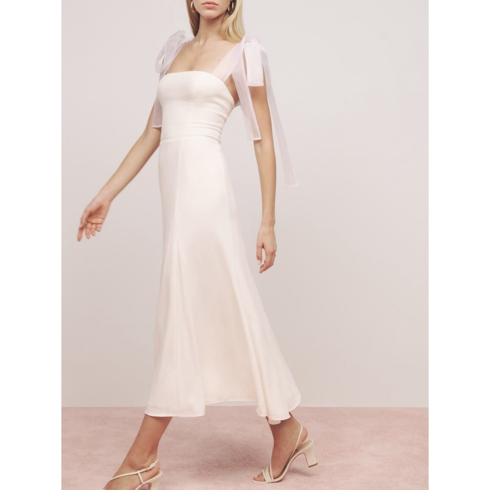NWOT Reformation Kairo Ivory Back Crepe Square Neckline Maxi Dress Size 2